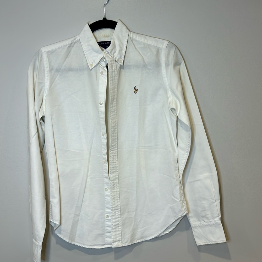 Ralph Lauren white Slim Fit Oxford Button Down Shirt - size 4.